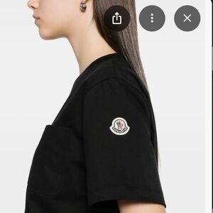 Moncler Black Tee shirt with Logo Patch